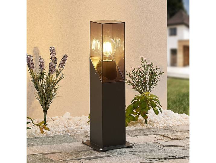 Sockelleuchte außen Fiola Lucande, dimmbar, schwarz, Aluminium, Modern
