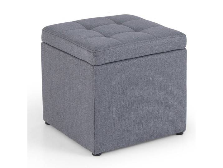 Tabouret Pouf Salon - RELAX4LIFE - Rangement Caché - Cadre en Bois Massif - Pouf Repose Pieds Rembourré - 40X40X40CM - Gris