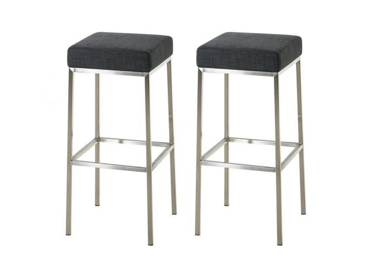 CLP Barhocker 2er Set Stoff Dunkelgrau, Metall, 37x80x37 cm, Esszimmer, Barmöbel, Barhocker