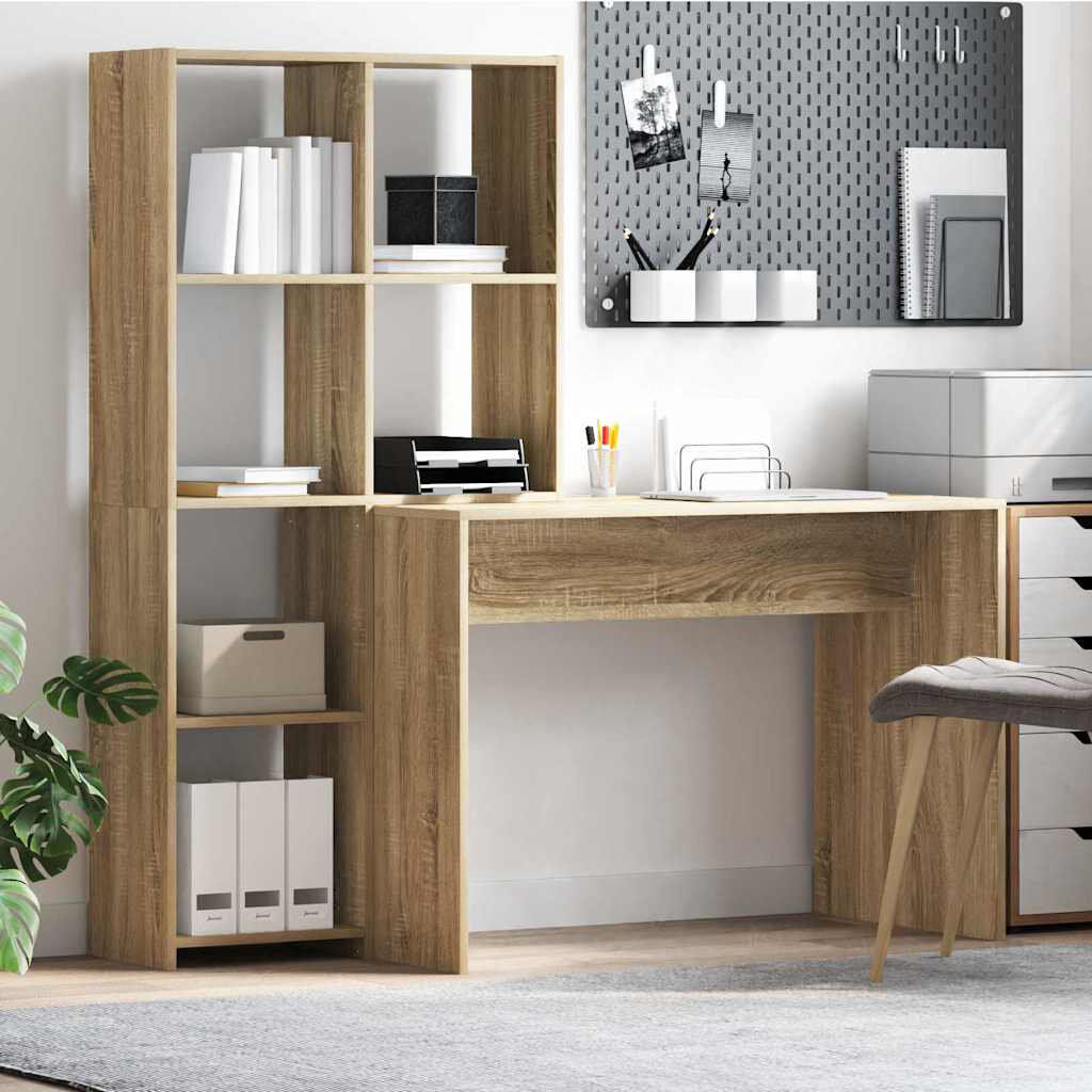 Latitude Run Desk 138.5 X 55 X 143 Cm Engineered Wood Sonoma Oak 143cm H X 55cm W X 138.5cm D