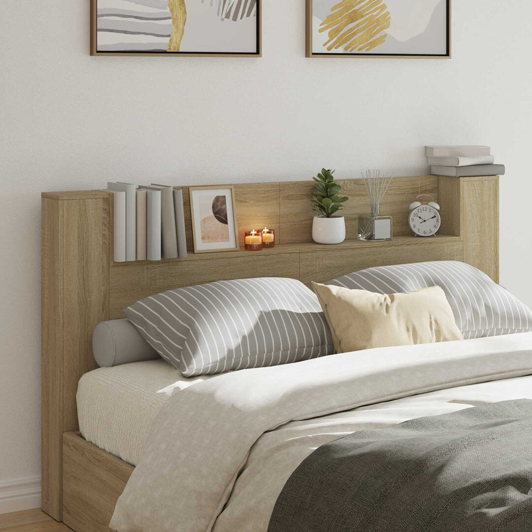 Latitude Run Bookcase Headboard Sonoma Oak Super King (6')