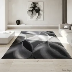 Teppich Kurzflor INN in Schwarz, mit abstraktem Wellenmuster, 280 x 370 cm