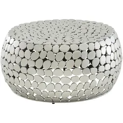Moderner Aluminium Couchtisch in Silber, Unikat handgefertigt, Stilvolles Design. 66x66x32 cm | Kadima Design