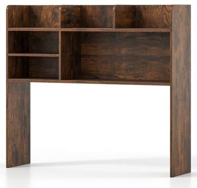 Costway Desktop Bookshelf Countertop Storage Hutch with 6 Shelves-Rustic Brown