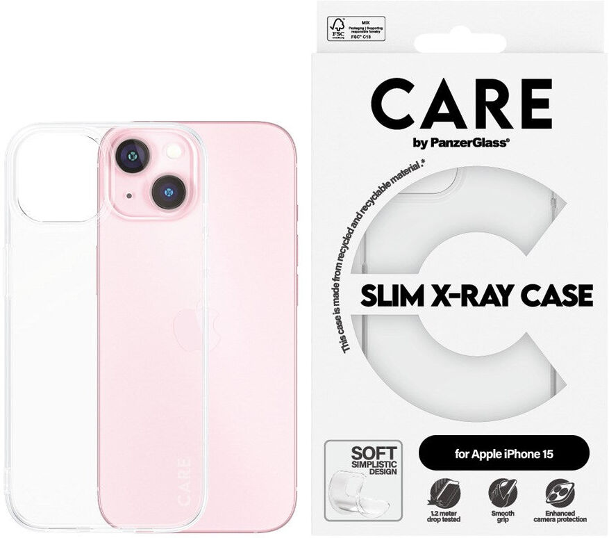 CARE by PanzerGlass iPhone 15 FASHION X-Ray Soft Basic Bagside Cover - Transparent