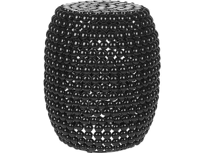 BELIANI Beistelltisch Schwarz Kunststoff Oval 32 cm Perlen-Optik Modern Glamourös Wohnzimmer Ausstattung Möbel Deko Blumenständer