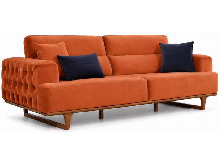 JVmoebel 3-Sitzer 3Sitzer Sofa Modern Kissen Orange Gemütlich, 1 Teile
