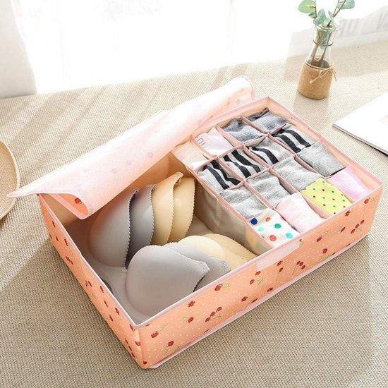 Lade Organisatoren Opbergdozen Kleding met Stofdichte Deksel - Roze Kers - B/D/H: 44 x 28 x 13 cm