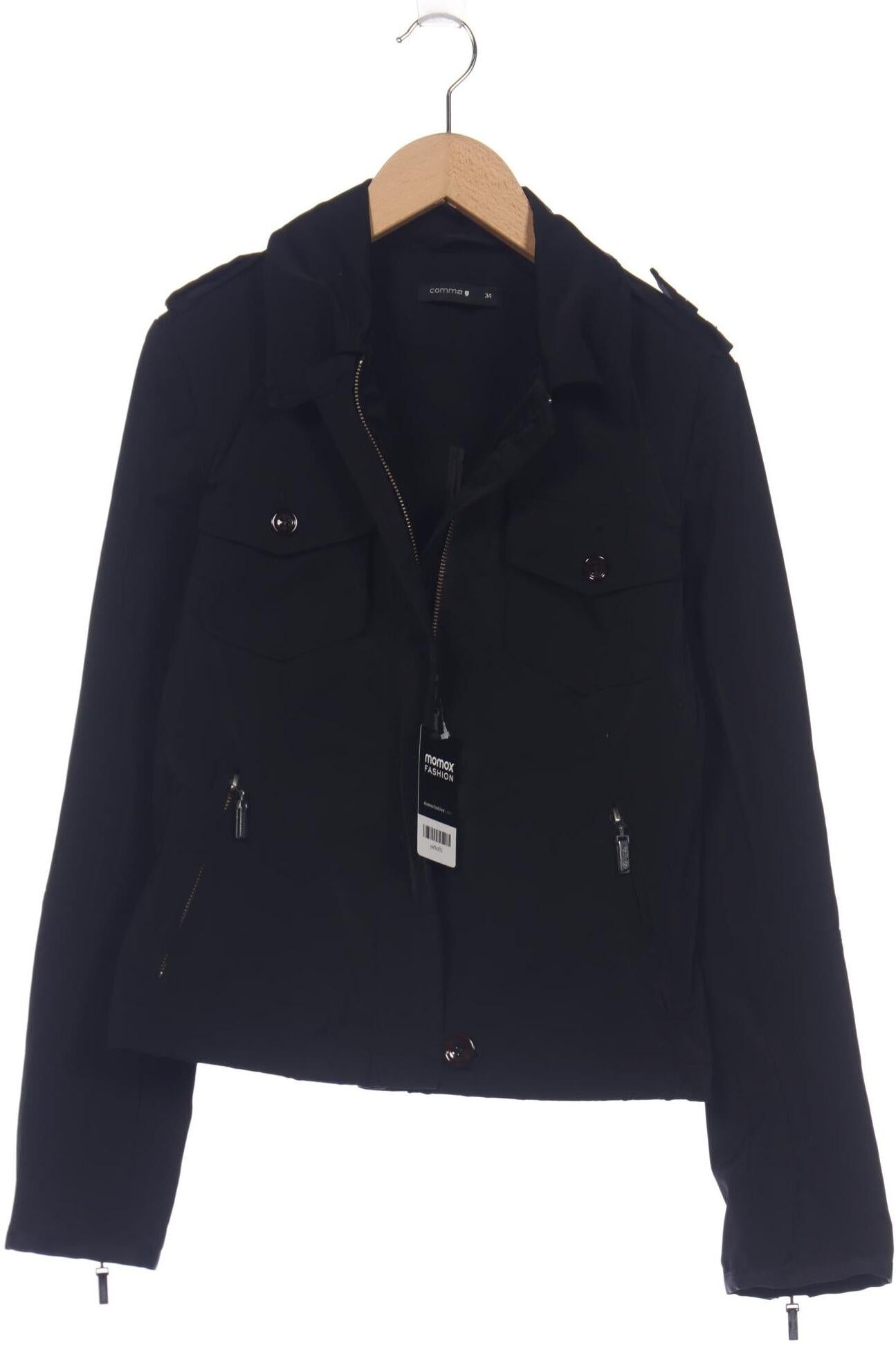 Comma Damen Jacke, Schwarz, Gr. EU 34, Synthetik - Second Hand