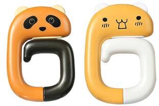Uplift Picks Kawaii Portable Bag Hook Animal Table Handbag Hanger Desk Purse Holder Travel Organizer yellow Cat & Raccoon