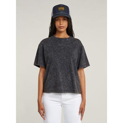 T-Shirt G-STAR "Washed G-Script T-Shirt", Damen, Gr. XS, grau (petrol double dye), Obermaterial: 100% Baumwolle, Shirts T-Shirt