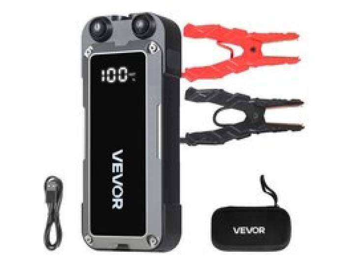 VEVOR Starthilfe Powerbank, Starthilfegerät 4000A Spitzenstrom mit LED-Taschenlampe & Kabel für Motor bis zu 10L Benzin/8L Diesel, Tragbarer Booster mit Schnellladung & Sicherheitsschutz für Notfall