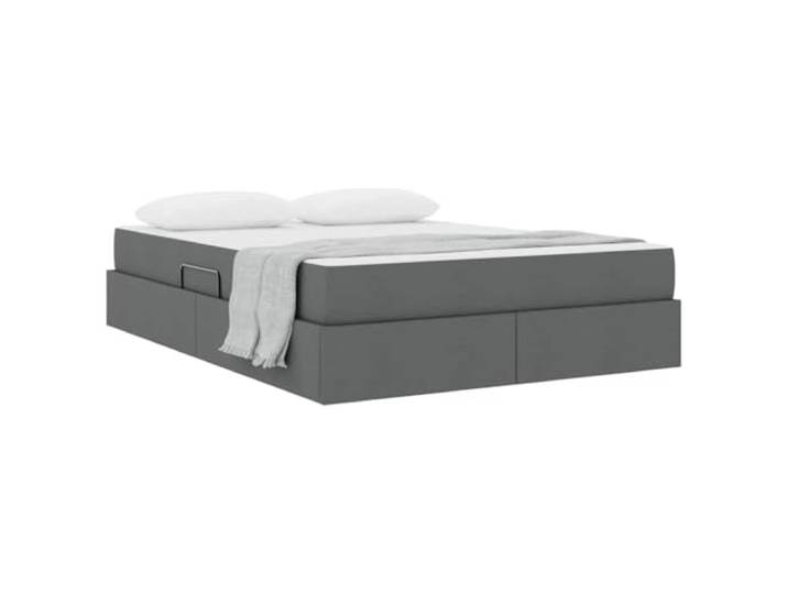 KTHLBRH Boxspringbett mit Matratze, Dunkelgrau, 140 x 190 cm Hydraulisches Heben, Metallgestell, feste Latten, Kapazität 280 kg