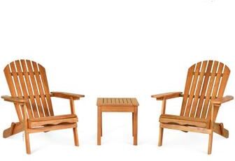 Costway 3 Pieces Adirondack Chair Set with Widened Armrest
