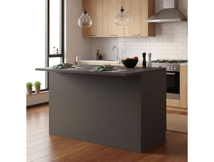 Dmora - Kücheninsel Emmanuel, Mehrzweckschrank, Küchenzeile Schrank, Zusätzlicher Tisch, 100% Made in Italy, 125 x 90 x 90 cm, Anthrazit und Schiefer