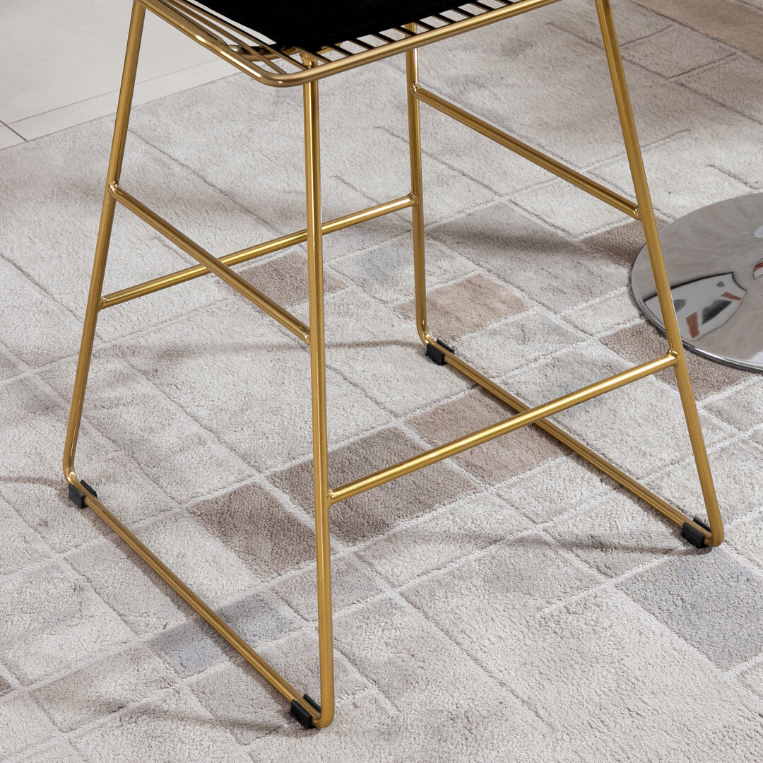 Canora Grey Abduljalil Upholstered Bar Stool with Steel Frame Gold 95cm H X 46cm W X 56cm D
