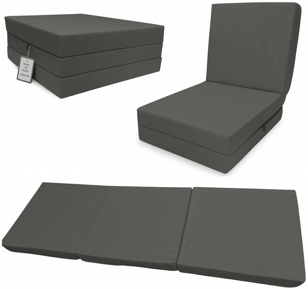17 Stories Fold-out Z Bed Single Size Chair-bed Folding Guest Sofa Handmade In Uk Dark Grey 7.6cm H X 60cm W X 60cm D