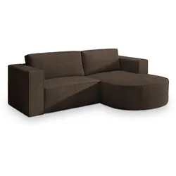 ECKSOFA SORELA P R-S Braun Kordstoff mit Schlaffunktion