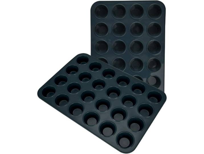 Muffinblech 2 Stück Silikon Grau 34 x 23 x 2,5 cm, Schwarz, Kunststoff, 34x2.5x23 cm, Backen & Backzubehör, Backformen, Muffinformen