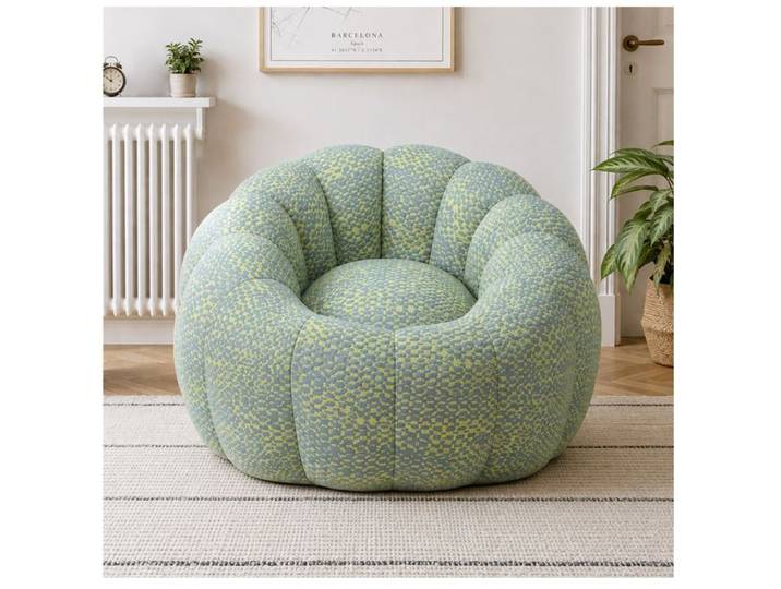 Fauteuil bean bag flower shape lazy sofa 1 place intérieur polyester blend jaune gris livré monté ORVRYN