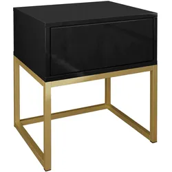 NACHTTISCH BLANCO GOLD auf goldenem Gestell Schwarz PUSH OPEN