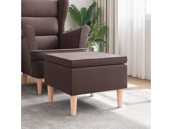 Hocker, Stoff, Dunkelbraun, mit Holzbeinen, für Wohnzimmer, Fußstütze Weiche Polsterung, stabile Holzfüße, Tragkraft 110 kg, vielseitig einsetzbar, integrierte Aufbewahrung möglich