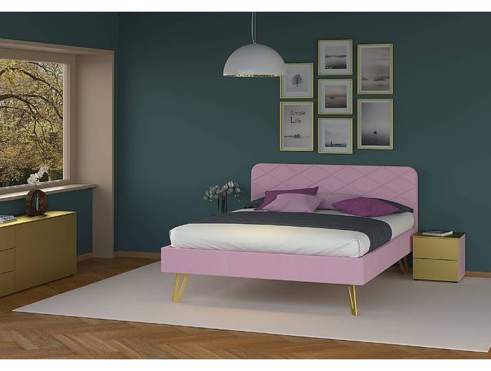 Polsterbett Jesolo 180 x 200cm Microfaser Pink
