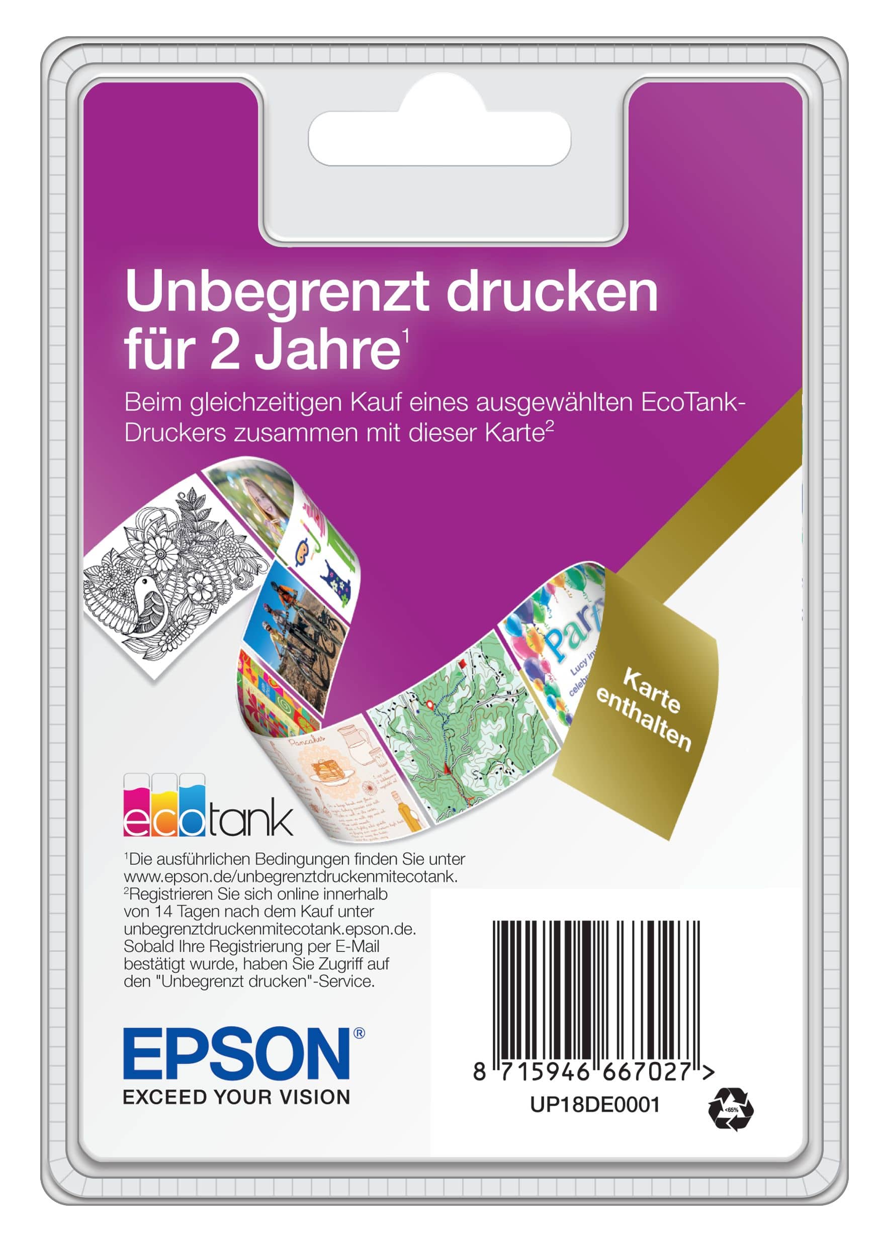 Epson Druckerpatronen EcoTank Unlimited Printing UP18DE0001