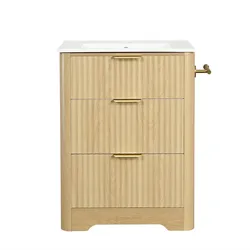 WASCHTISCHUNTERSCHRANK Holzoptik mit 2 Schubladen & Papierhalter