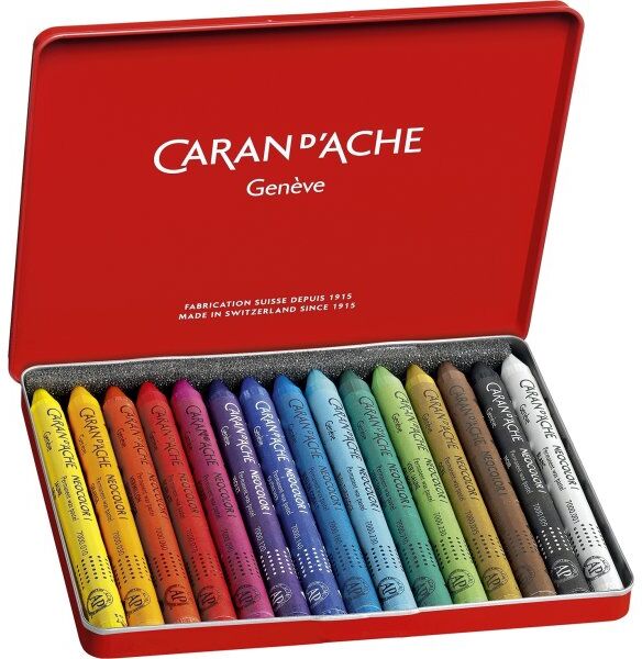 Caran D'Ache Vokskridt   15 Farver
