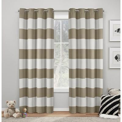ATI Home Rugby Sateen Room Darkening Blackout Grommet Top Curtain Panel Pair