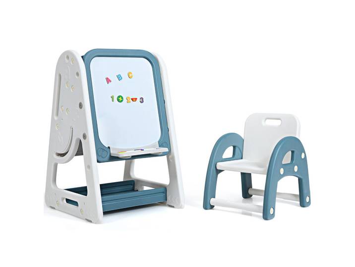 Costway Kinderstaffelei Blau, Kunststoff, 62.5x100x53 cm, Dekoration, Malbedarf & Bastelbedarf