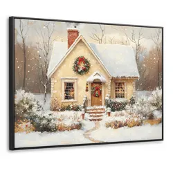LEINWAND Bilder mit Rahmen - Weihnachten - Zuhause - Winter - Schnee - 80x60
