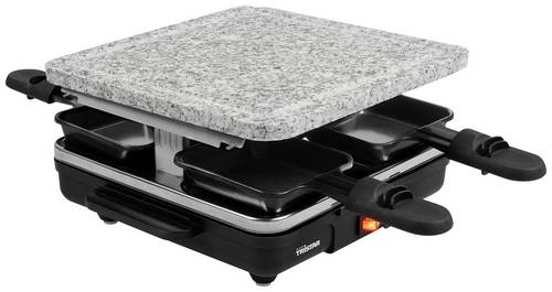 Tristar RA-2745 Raclette Antihaftbeschichtung, Kontrollleuchte, 4Pfännchen, mit Grillstein Schwarz, Grau
