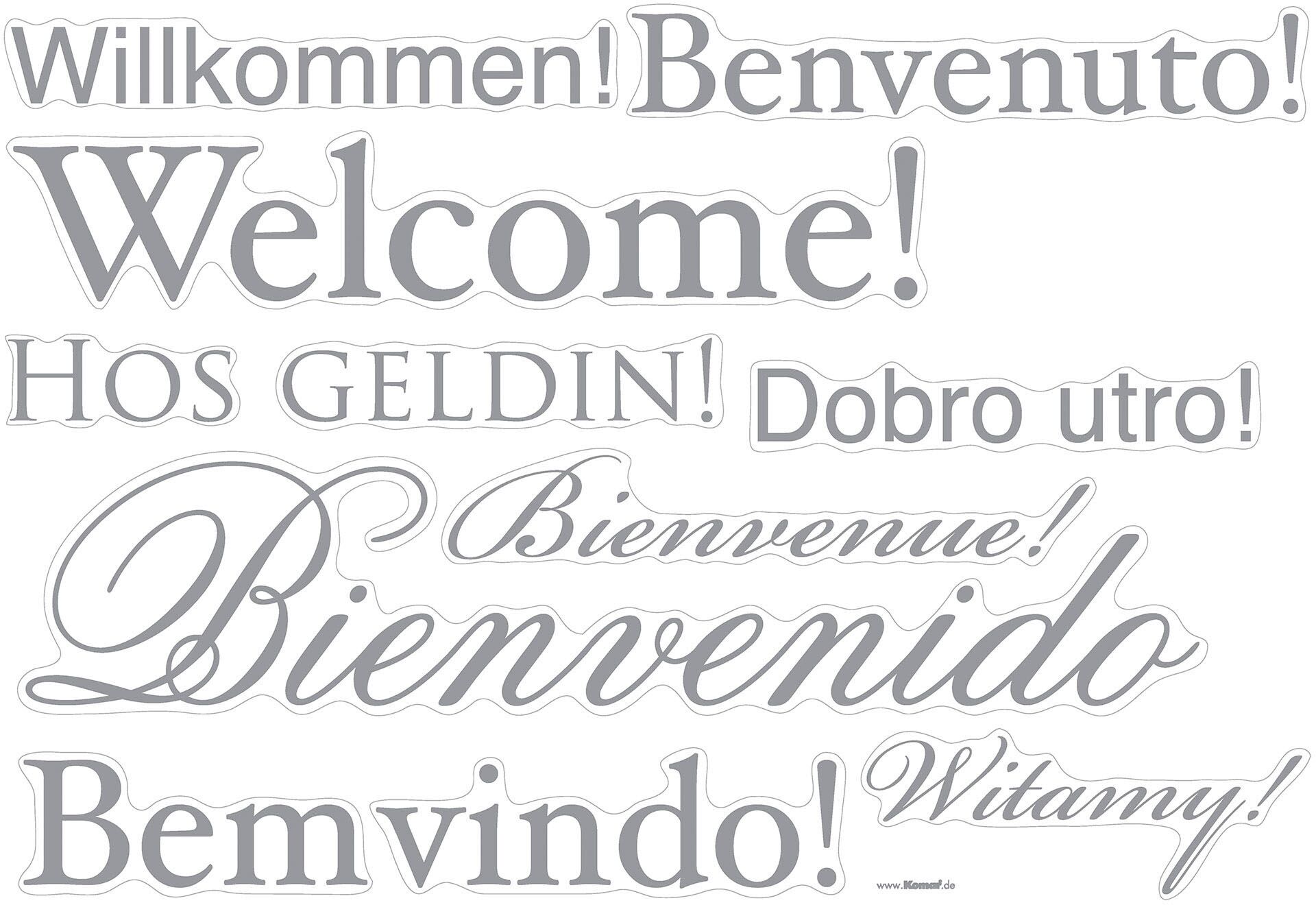 Wandtattoo KOMAR "Welcome - Grösse 50 x 70 cm", grau, Blumen Disney Wald, Folie, Wandtattoos, Wandtattoo, selbstklebend, Wandsticker grau Blumen Disney Wald