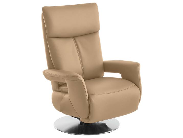 Cantus Relaxsessel, Hellbraun, Metall, Echtleder, Color-Finish-Leder, 78x112x85 cm, Fussart wählbar, Lederauswahl, Stoffauswahl, Liegefunktion, Aufstehhilfe, Herz-Waage-Funktion, Wohnzimmer, Sessel, Relaxsessel