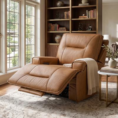 Furniture of America Premier Lyle Modern Leather Zero Gravity Power Recliner with USB Charger