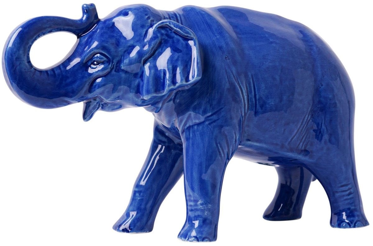 Heinen Delfts Blauw Miniatuur Olifant van Keramiek - 12 cm