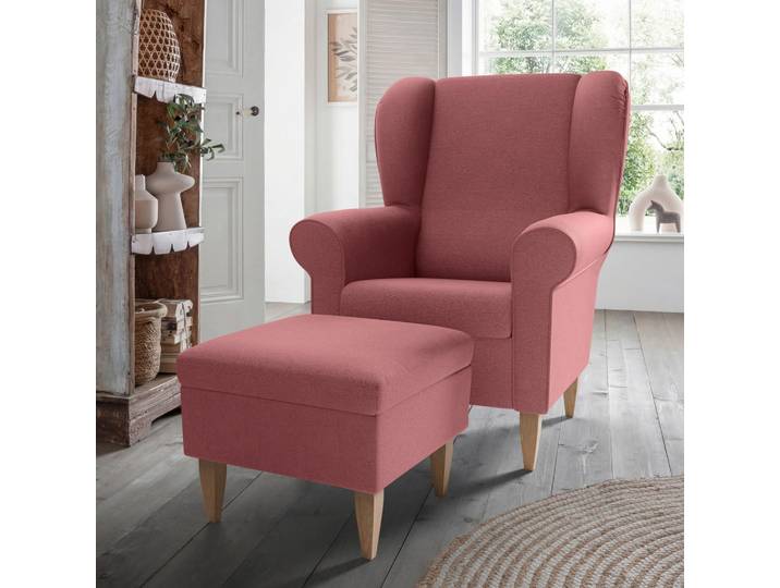 Livetastic Sesselset Asino, Rosa, Holz, Buche, Uni, 80x102x86 cm, Stoffauswahl, Wohnzimmer, Sessel, Polstersessel