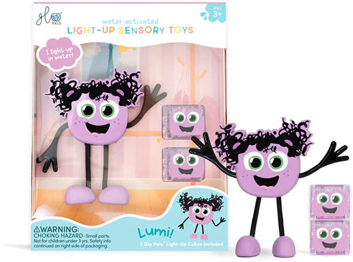 Jouet de bain : Personnage Lila violet et 2 cubes lumineux - Glo Pals