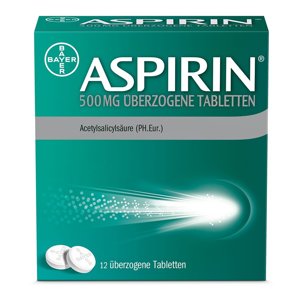 Aspirin 500 mg überzogene Tabletten 12 St Überzogene