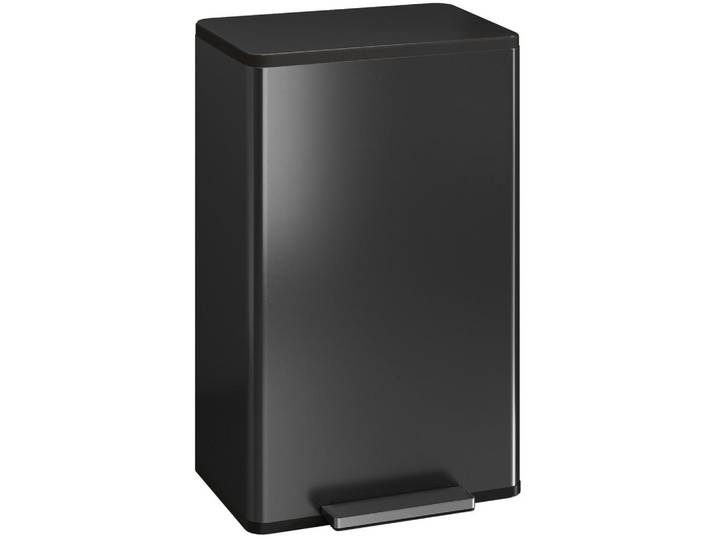 Homcom Mülleimer Edelstahl Kunststoff Schwarz, Metall, 35x68x42.5 cm, Badaccessoires, Abfalleimer