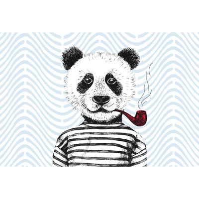 Fototapete ARCHITECTS PAPER "Atelier 47 Modern Panda 1", bunt (hellblau, rot, schwarz), B:4m L:2,7m, Vlies, Tapeten, Vlies, Wand, Schräge, Decke
