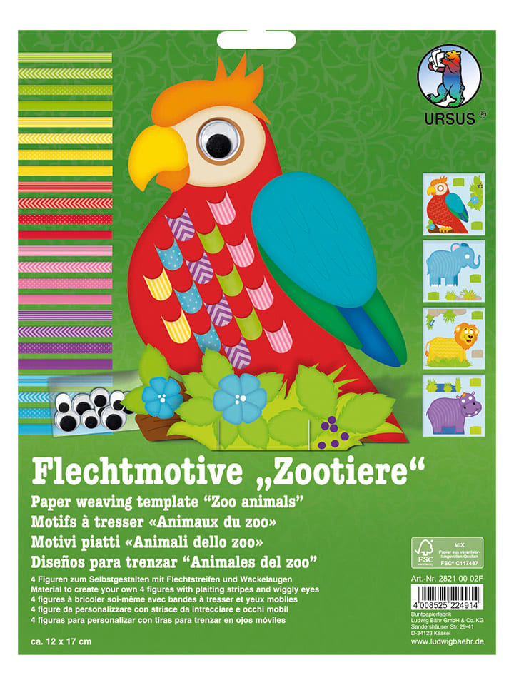 URSUS Flechtmotive-Bastelset "Zootiere" in Ohne Farbe - onesize