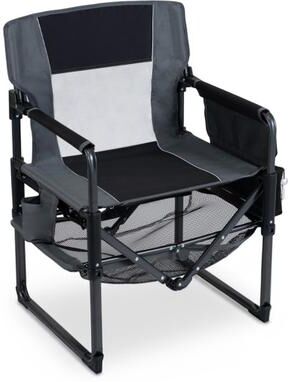 Costway Heavy Duty Outdoor Camping Chair with Cup Holder and Side Pocket-Black