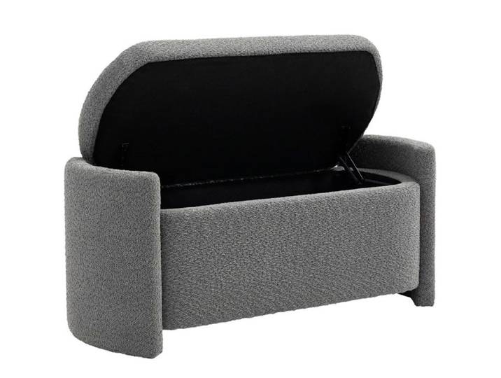 Banquette de rangement rembourrée gris 105 cm