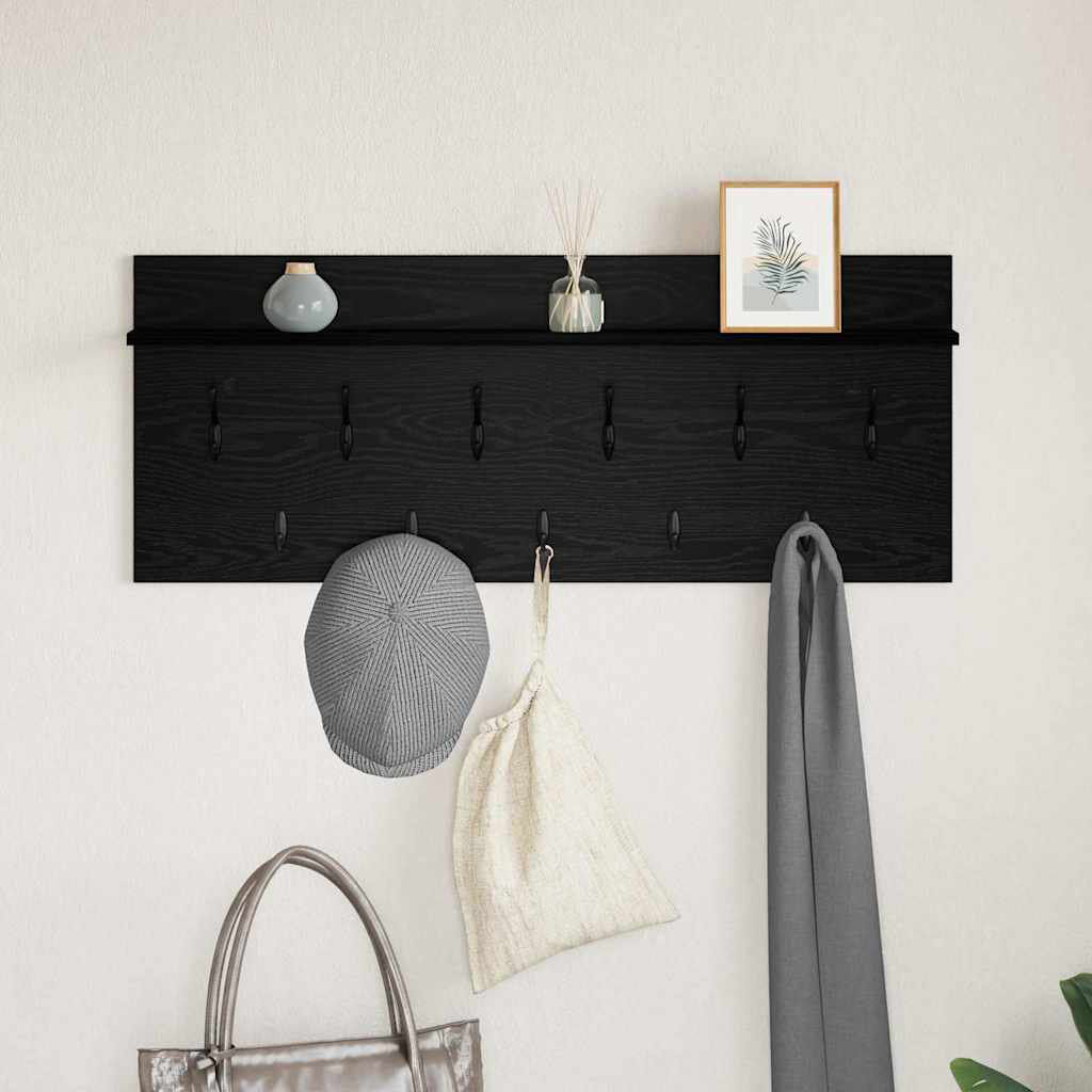 Latitude Run Wall-Mounted Coat Rack With Shelf Engineered Wood Black Oak 12cm H X 100cm W X 40cm D