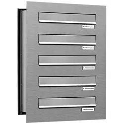 AL Briefkastensysteme 5 Fächer Premium Edelstahl Durchwurf Briefkasten Anlage für Post A4, robust, wetterfest, Artikelnummer: 132V5DV1