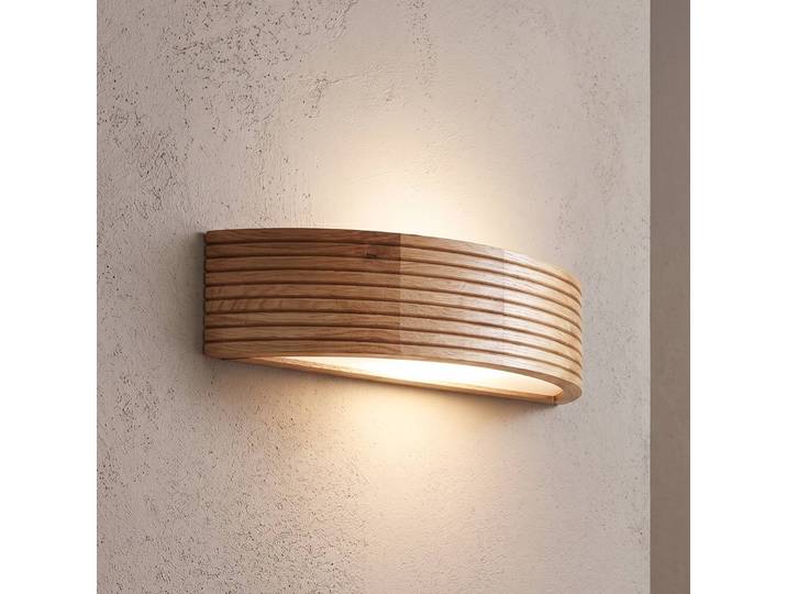 Wandlamp Oro, dimbaar, hout licht, Woon-/ Eetkamer, Hout, wandlamp
