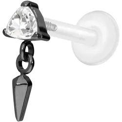 PTFE Labret mit Innengewinde + Titan-Aufsatz KRISTALLDREIECK + SPITZE